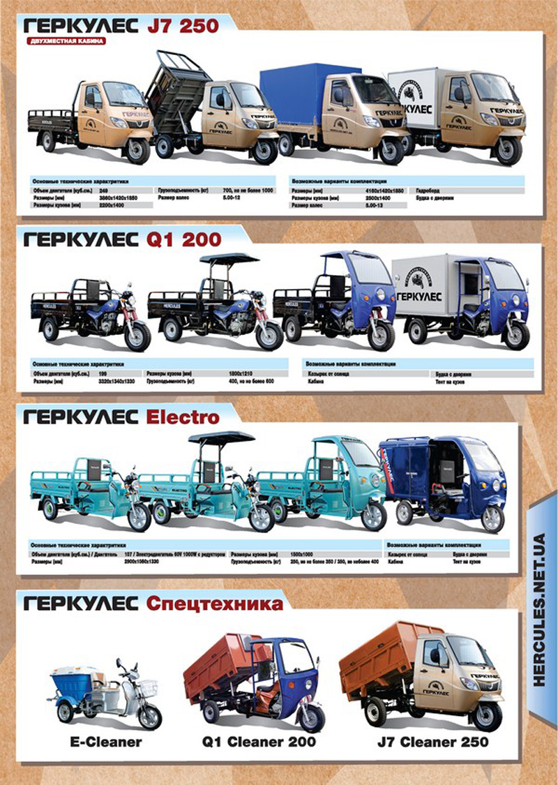 В Україні найширший   модельний ряд трициклів   представляє ТМ «Геркулес»